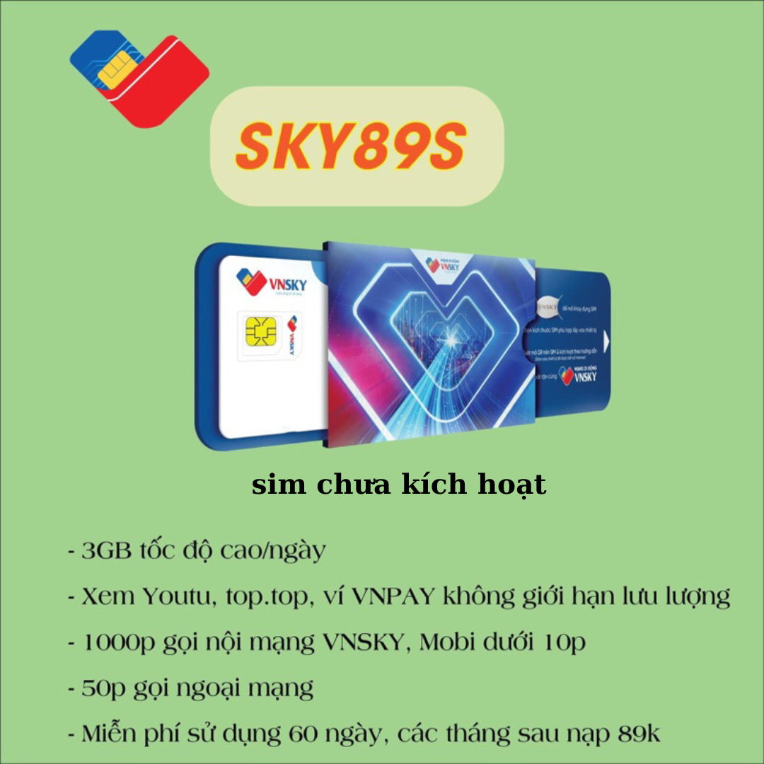 FREESHIP - CHƯA KÍCH HOẠT. Sim 4g mobi Sky59 Sky89 không giới hạn data tốc độ cao