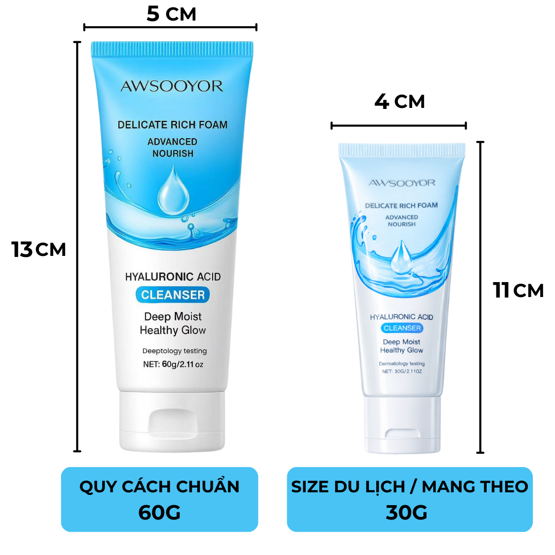 AWSOOYOR Sữa rửa mặt Amino Acid mang lại cảm giác da sạch thoáng, cảm giác ẩm mượt dễ chịu, hỗ trợ làm giảm dầu thừa, phù hợp nhiều loại da, thích hợp cho cả nam & nữ, 60g - 2