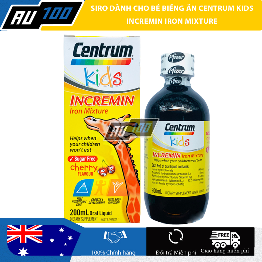 Siro centrum kids 200ml incremin iron mixture - hàng úc - au100