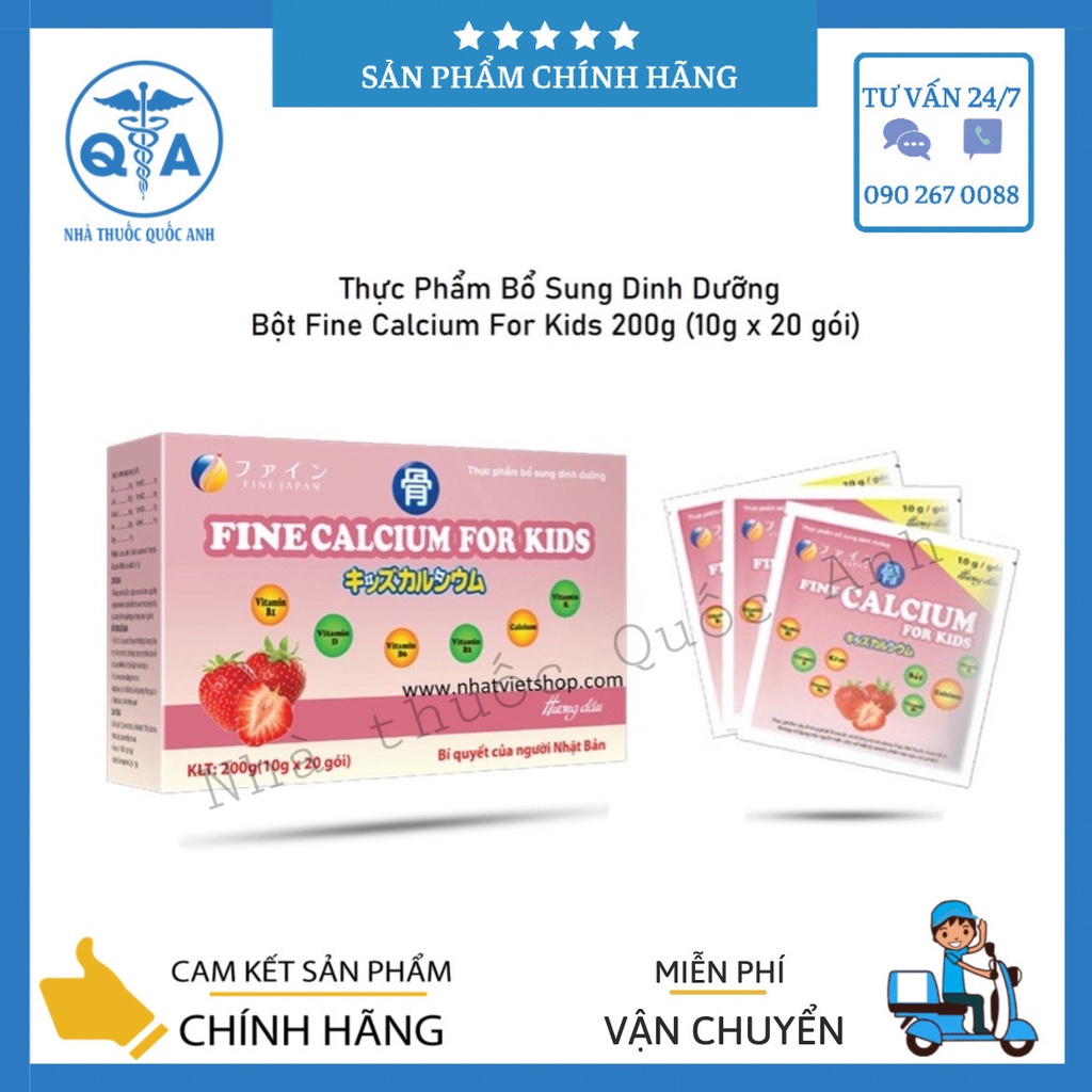 Bột canxi fine calcium for kids - bổ sung canxi, sắt, kẽm, magie và các loại vitamin cho bé hộp 200g