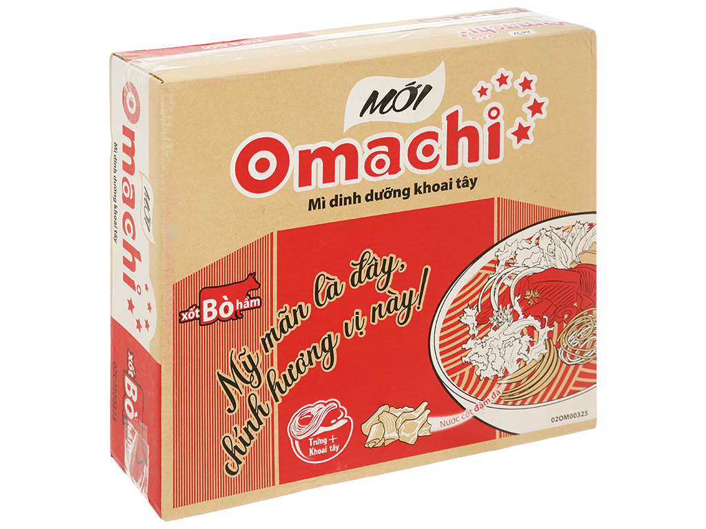 Mì khoai tây Omachi vị xốt bò hầm, thùng 30 gói, 80g