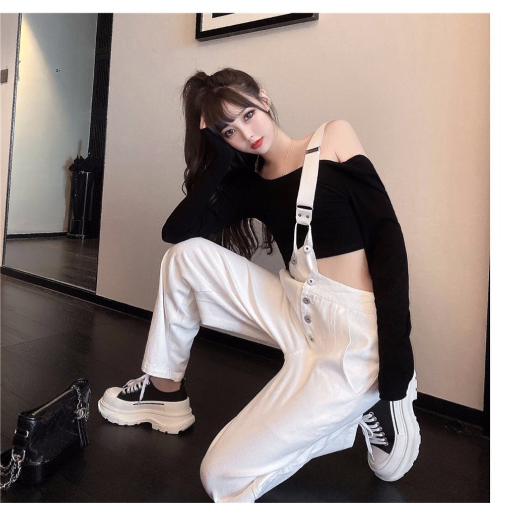 Quần yếm denim cạp cao hottrend 2021