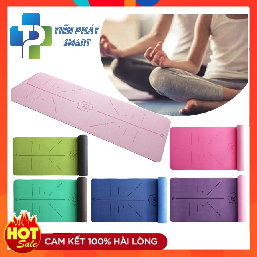 [Hàng Đẹp-Giá Tốt-Chất Lượng Cao ]- Thảm Tập Yoga Có Đường Định Tuyến TPE 6mm 2 Lớp Hàng Cao Cấp Được Các Chuyên Gia Khuyên Dùng Chính Hãng Tienphatsmart( Tặng Kèm túi Thoáng Khí )