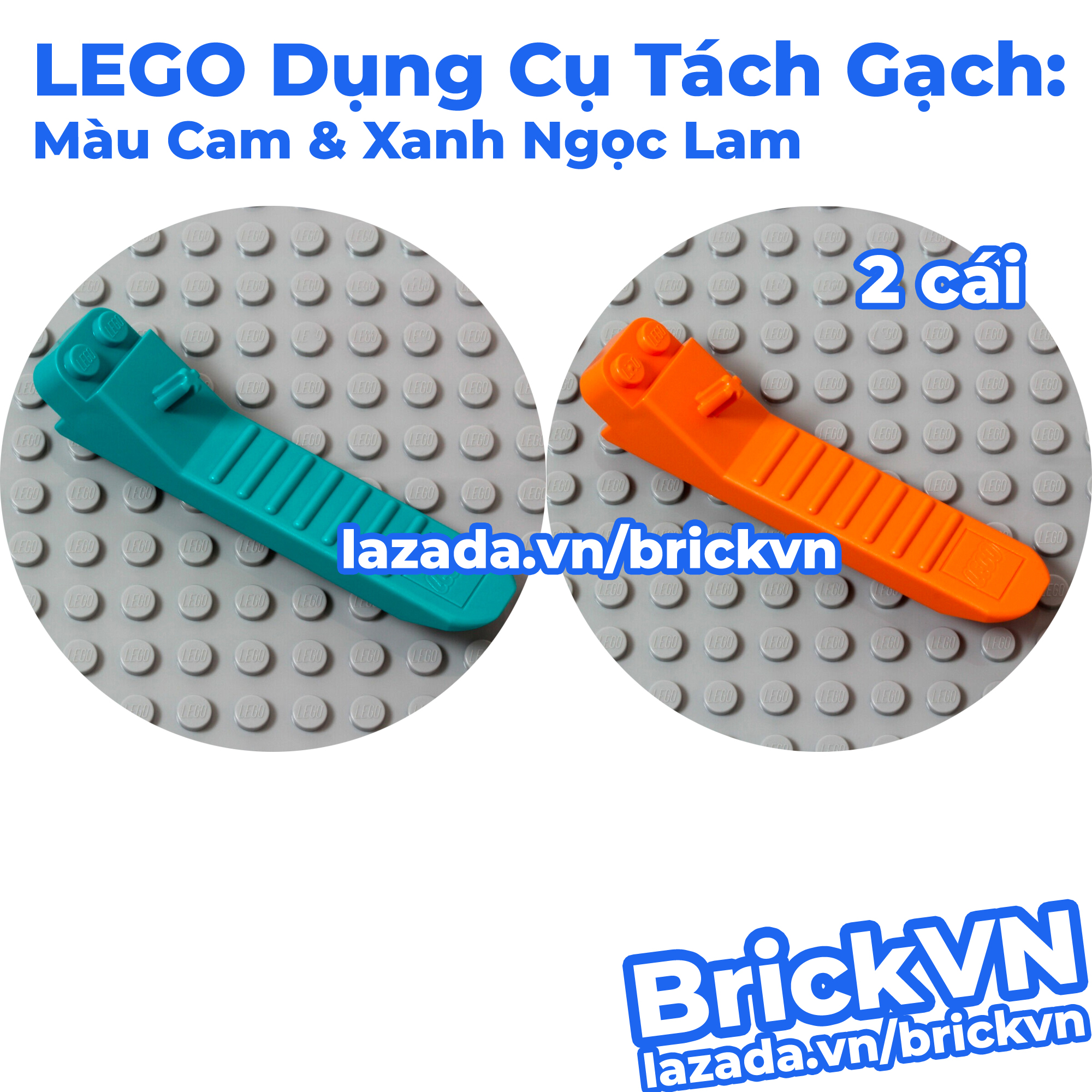 [2 Pieces] LEGO Brick Separator: Human Tool Brick and Axle Separator Remover Piece, Orange & Dark Turquoise