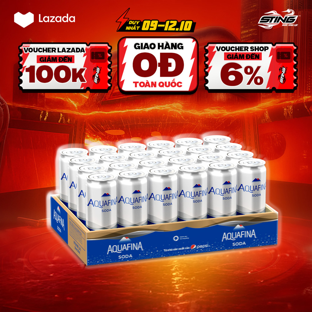 [SALE 10.10-VC ĐẾN 12%] Thùng 24 Lon Nước Uống Có Gaz Aquafina Soda (320ml/lon)