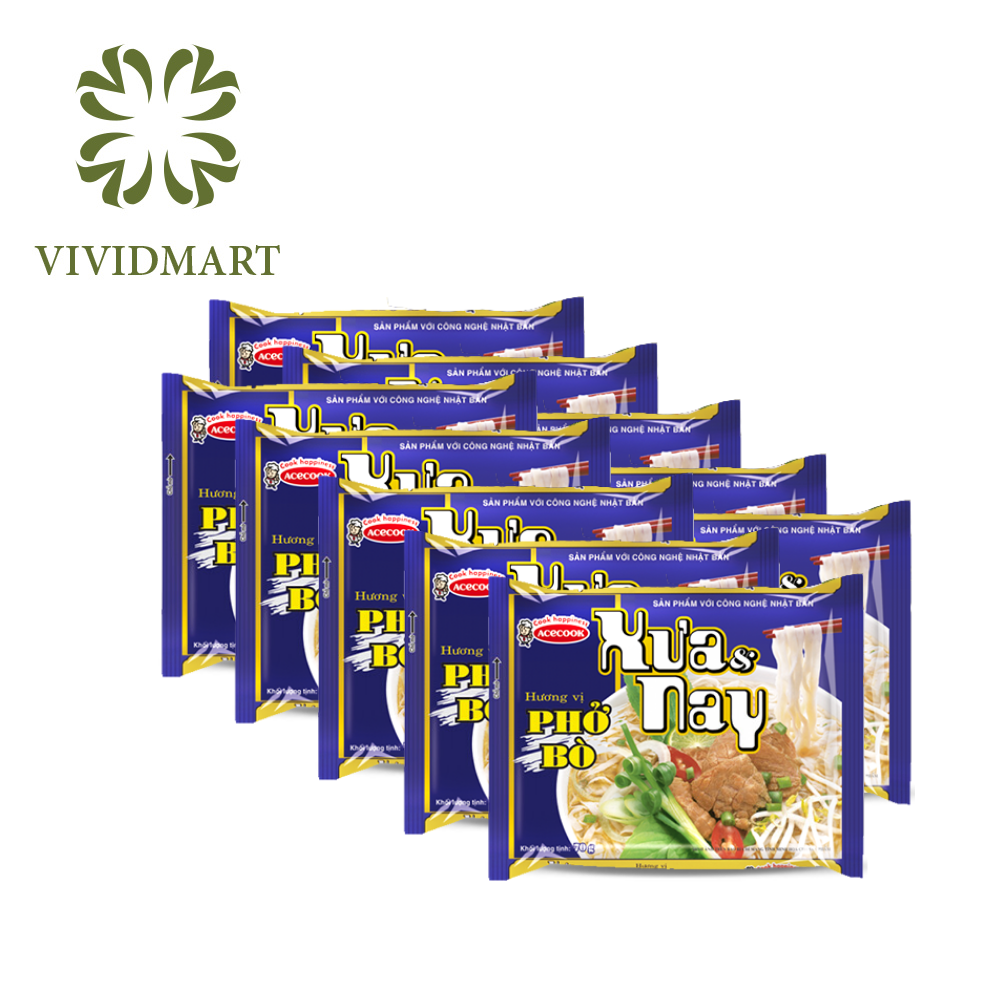 1 SET OF 10 PACKAGES - ACECOOK - INSTANT PHO NOODLES XUA & NAY BEEF