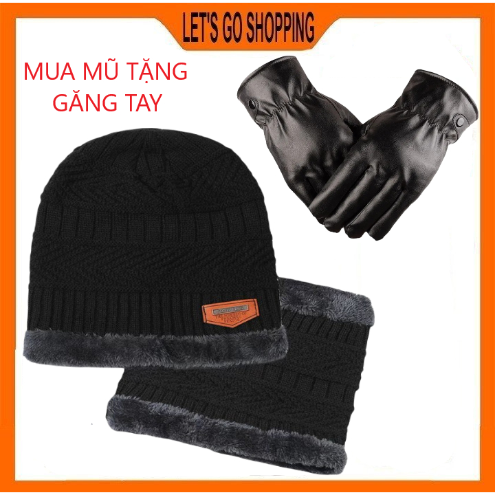 Mũ len kèm khăn lót nỉ siêu ấm, mũ len nam, mũ len nữ, mũ len đẹp, mũ len nữ hàn quốc, mũ len