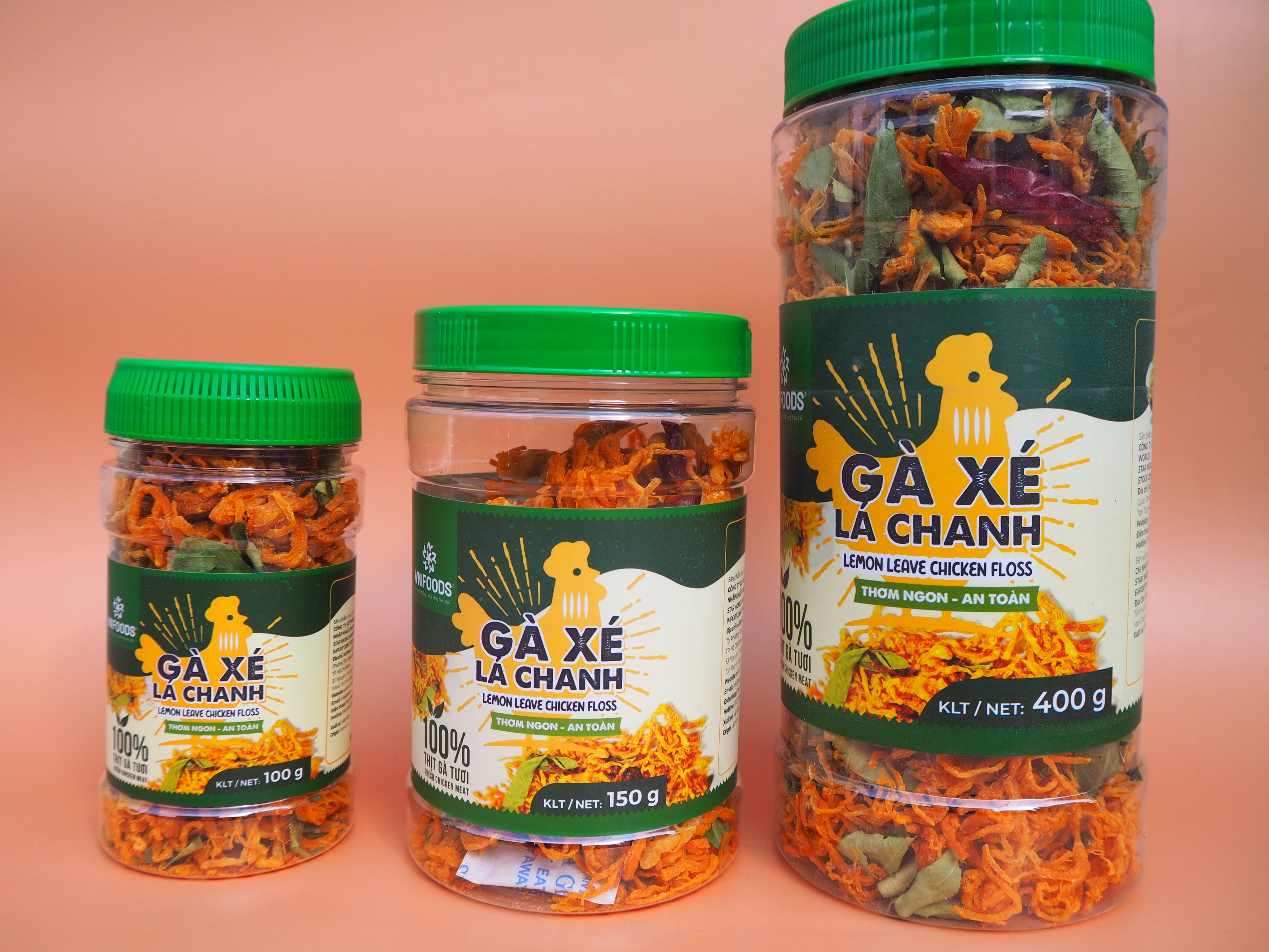 Gà xé/ khô gà lá chanh VN-FOODS 150 gram (dạng hũ)