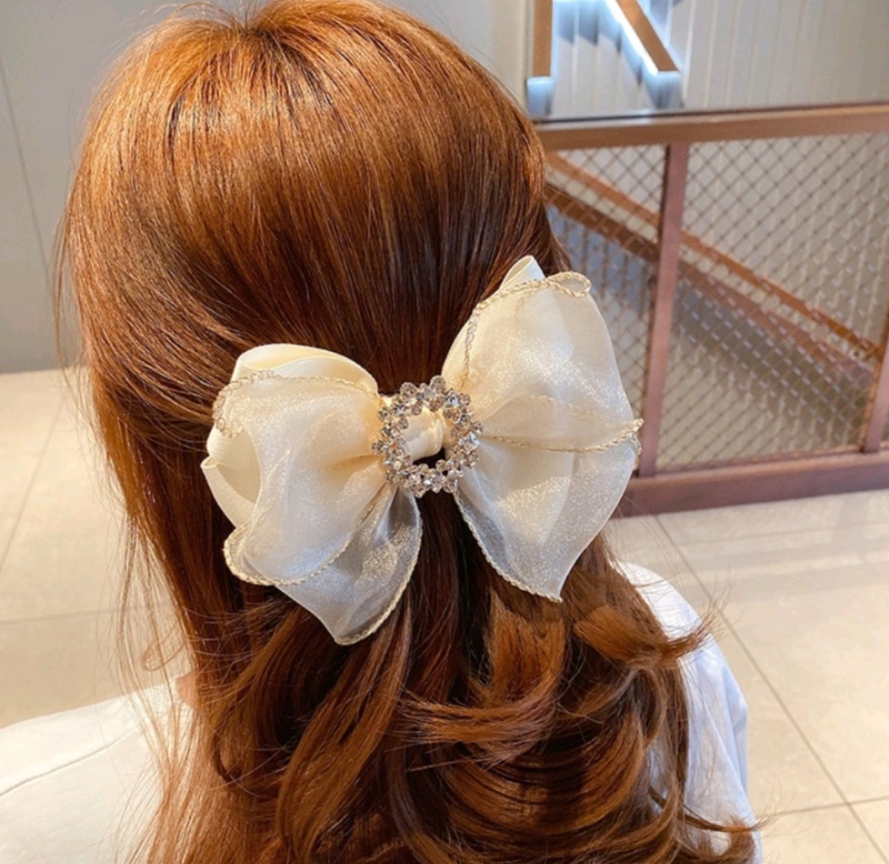 Kẹp tóc hình nơ đính đá lấp lánh sang trọng thời trang cho nữ