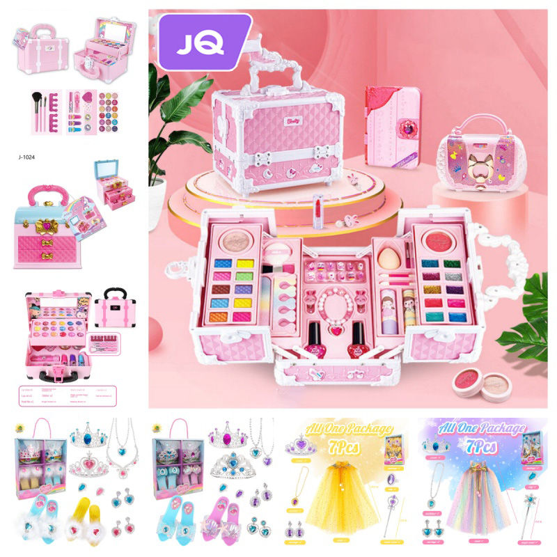 JOYNCLEON đồ chơi cho bé gái trẻ em trang điểm cô gái mỹ phẩm nhà vui chơi xách tay công chúa quà tặng trang sức Bộ đồ chơi thay đồ