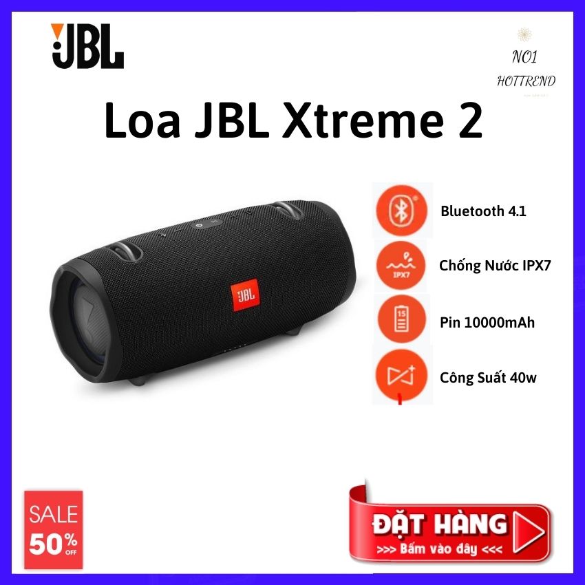 [ GIẢM GIÁ SỐC ] Loa Bluetooth Mini Bass Mạnh JBL Xtreme 2 , công suất lớn, Kết Nối Bluetooth 4.2 Nhanh Chóng, Chống Nước Chuẩn IPX7, Pin 10000mAh, Thiết Kế Có Móc Treo Hầm Hố, Loa Vi Tính. Bảo Hành 1 Năm Toàn Quốc. lỗi 1 đổi 1