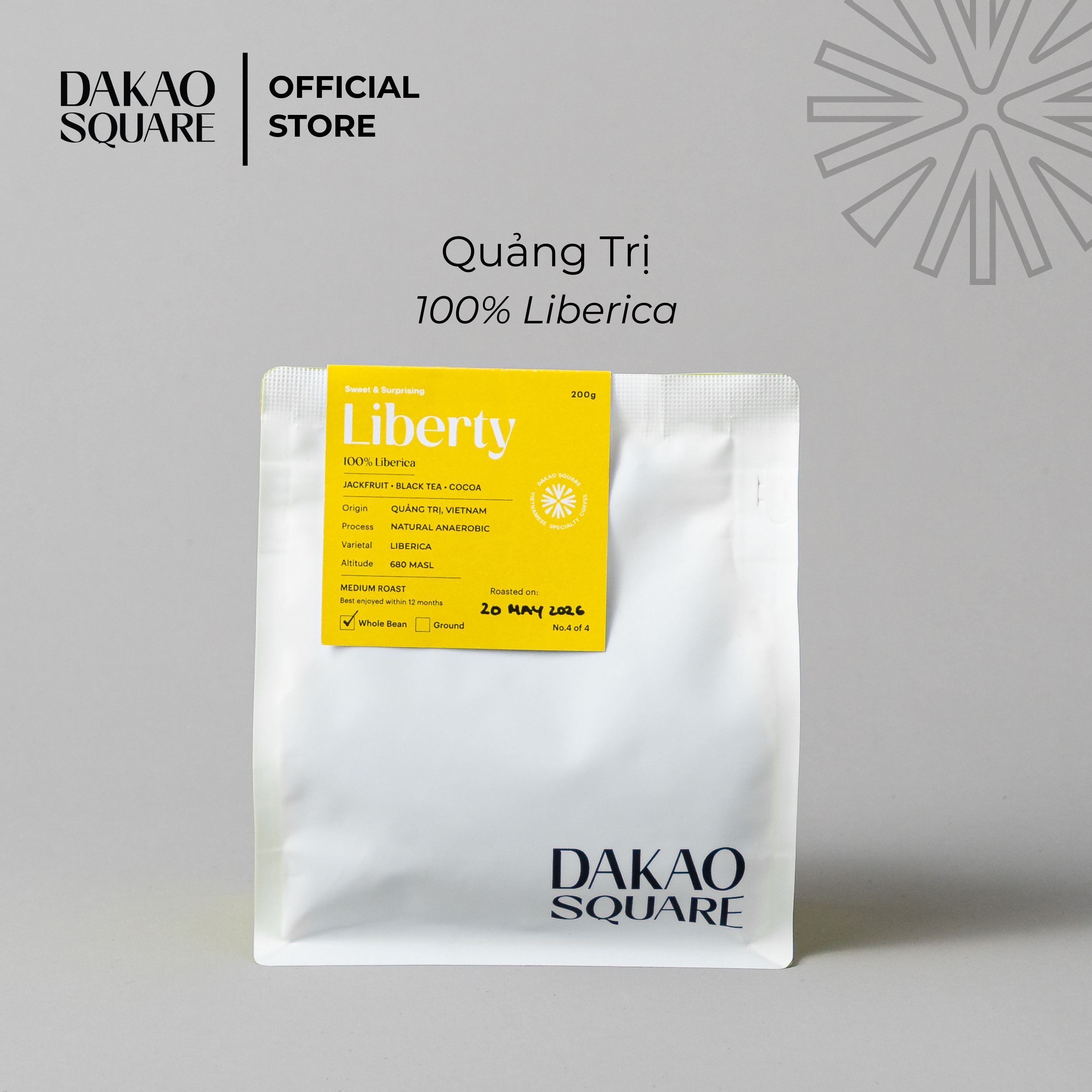 Cà phê đặc sản Liberty 100% Liberica Quảng Trị - Dakao Square - Túi 200g