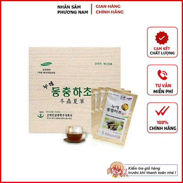 Nước Đông Trùng Hạ Thảo BIO 2 tem Hàn Quốc hộp gỗ trắng 60 gói x 30ml