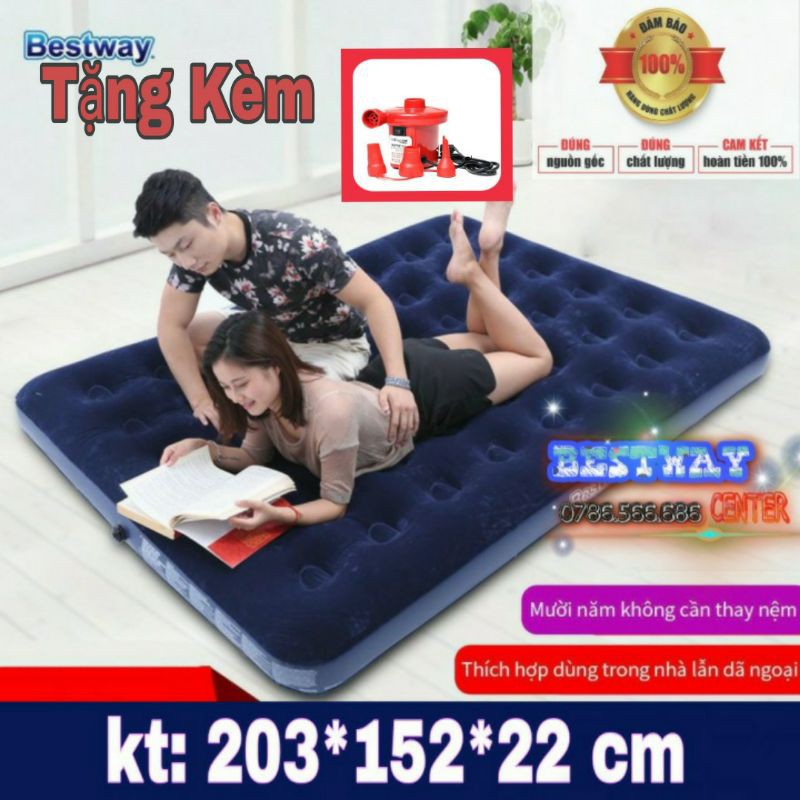Đệm hơi cao cấp 2.03x1.52x25cm Đệm hơi nhập khẩu, Đệm hơi cao cấp - Tặng kèm bơm điện