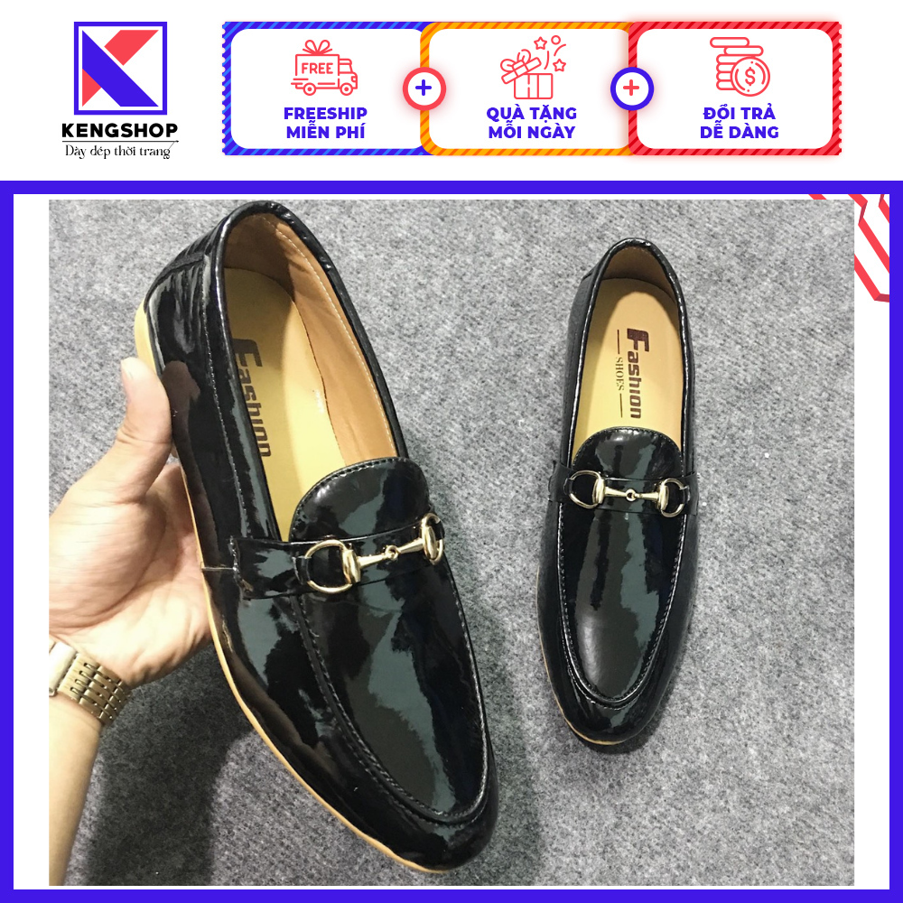 Giày tây nam khóa kim loại đế vàng sang trọng