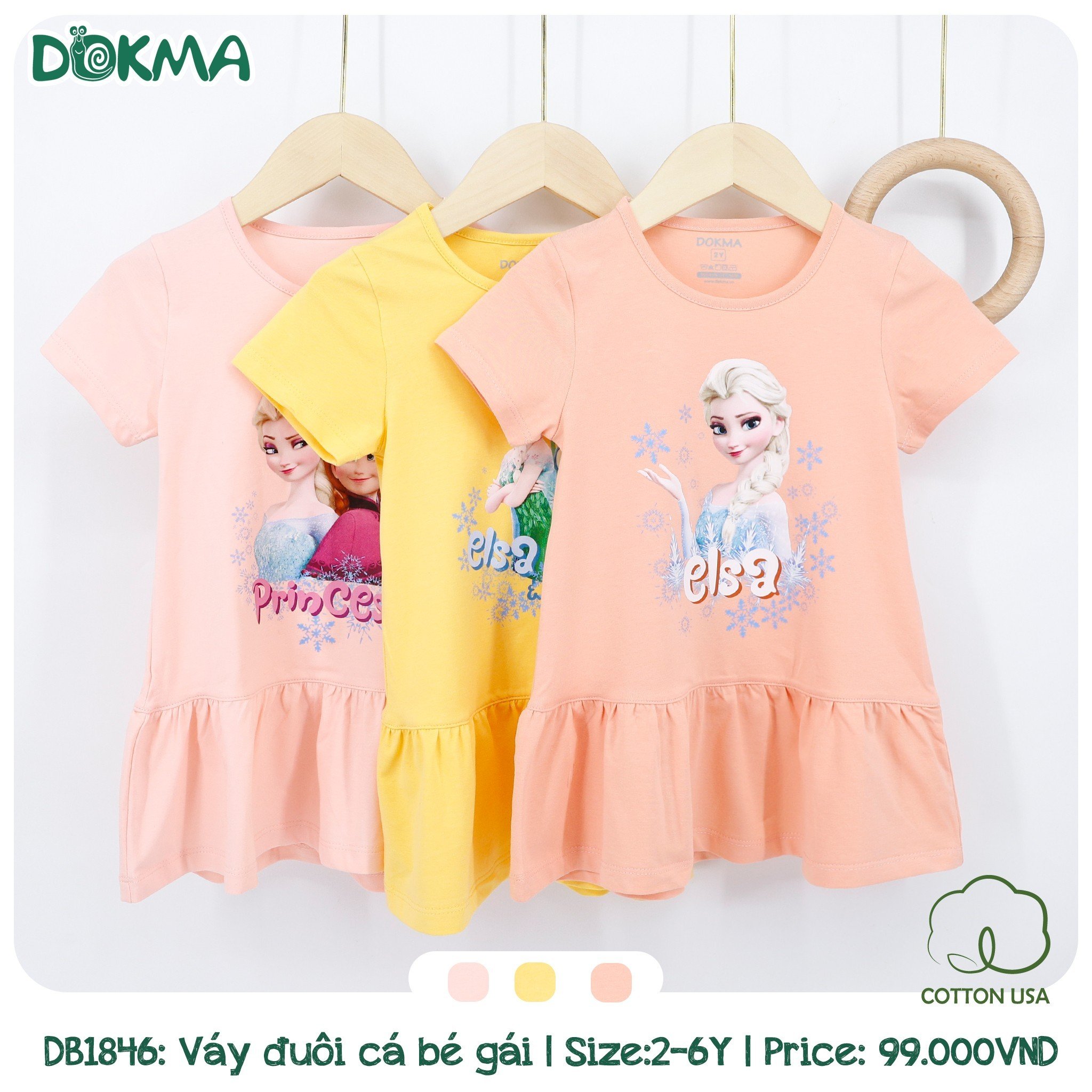Váy cộc tay bé gái dokma db1846