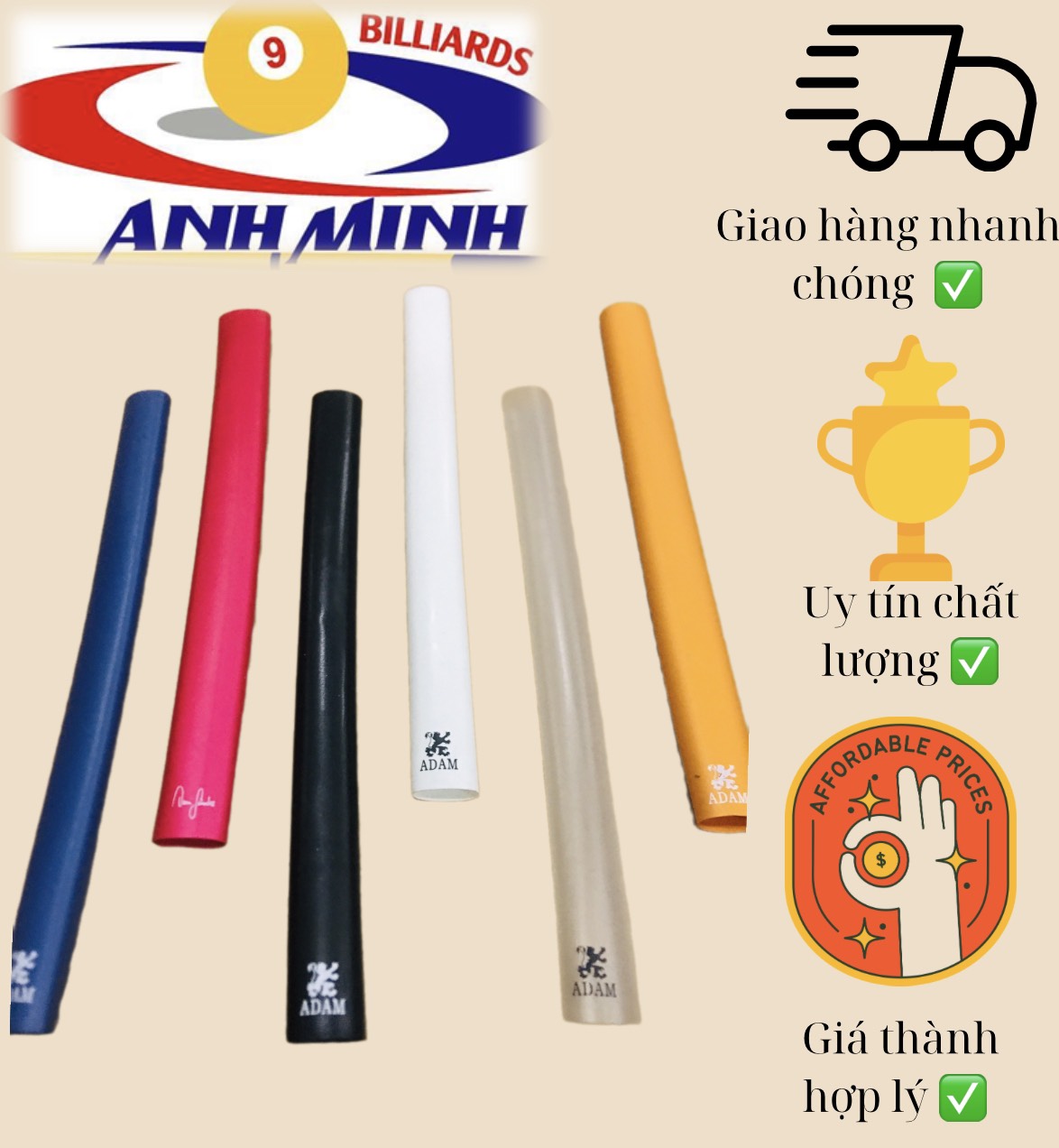 [HCM]Ruốc cơ bida Adam - Ray - Ares 85k/c