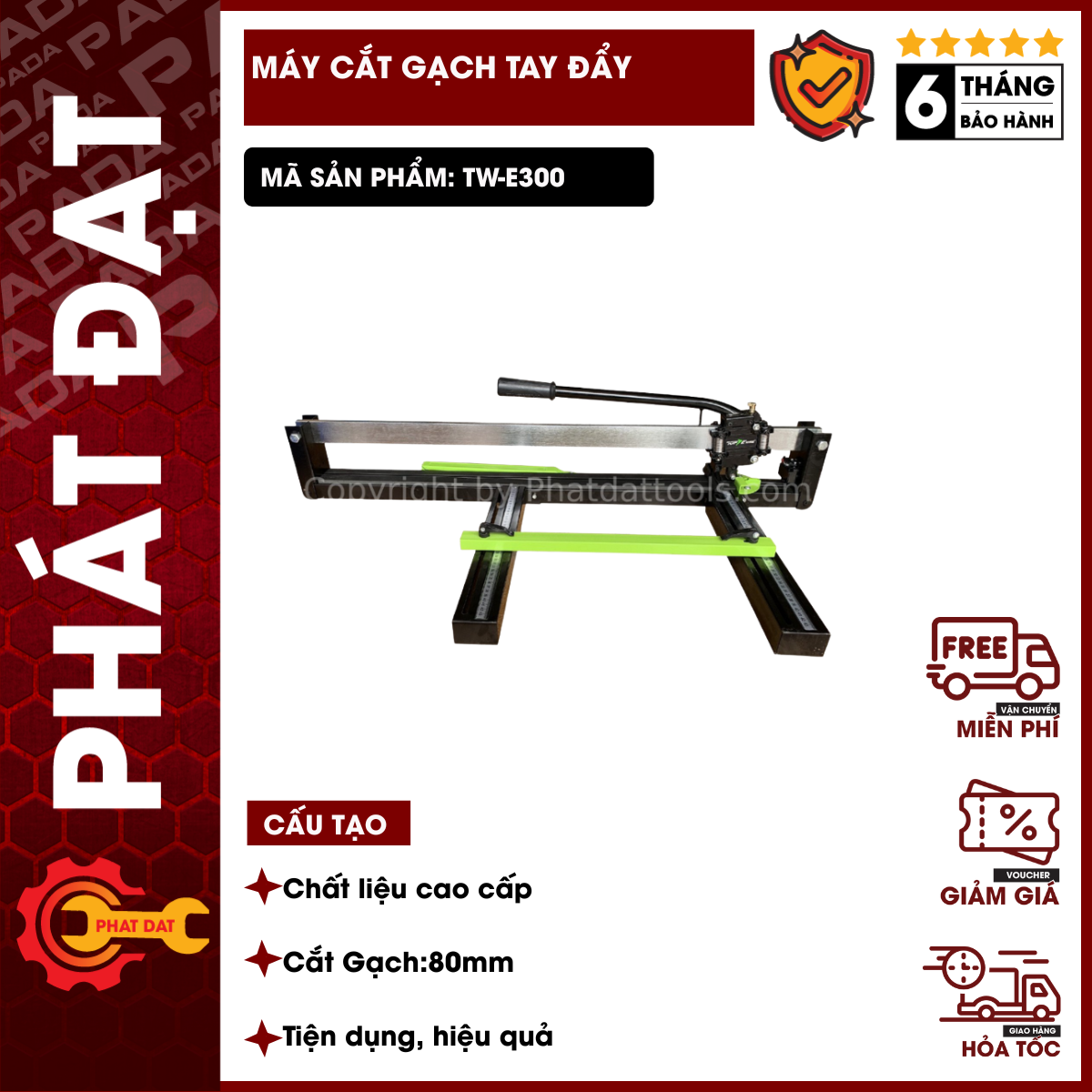 Máy cắt gạch tay đẩy topvel 800 xanh
