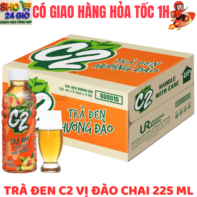 [ CHỈ GIAO CHO ĐƠN HỎA TỐC Ở HCM ] Trà Đen C2 Vị Đào 1 Thùng 24 Chai 225Ml