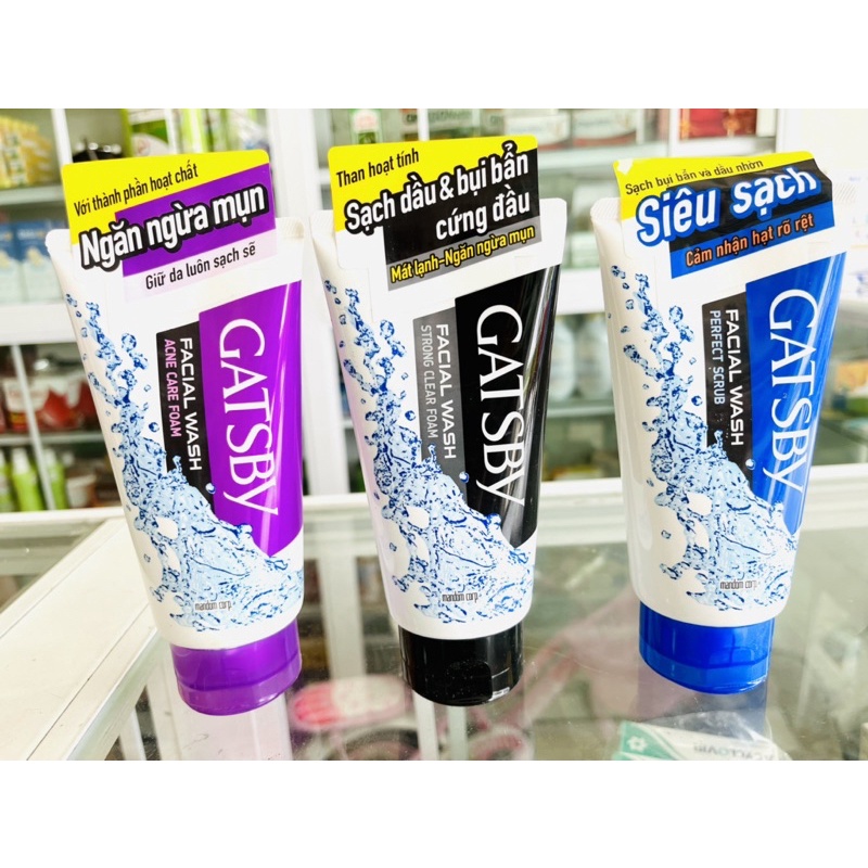 Sữa rửa mặt cho nam da khô da dầu mụn đầu đen gatsby facial foam 130g, sửa rửa mặt chăm sóc da mặt cho nam
