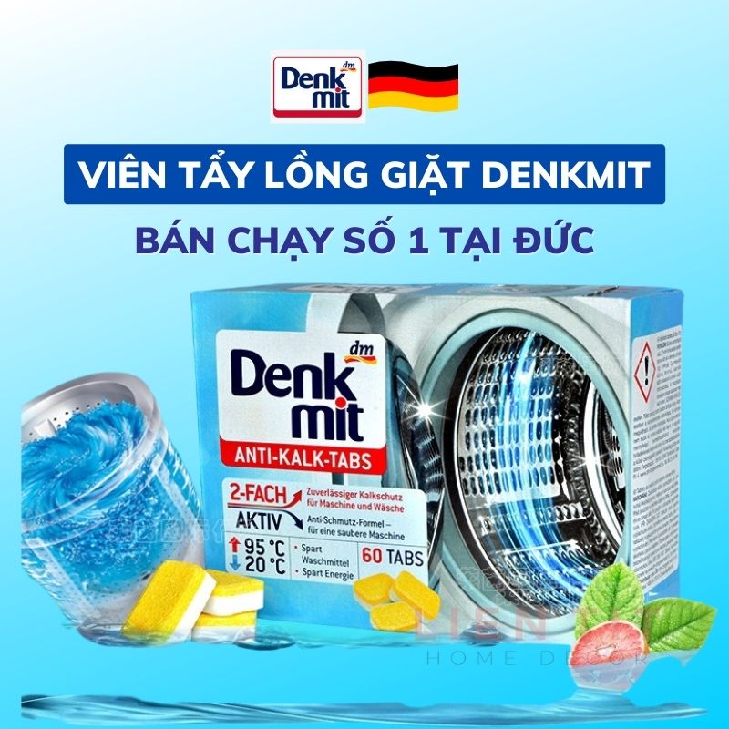 Viên tẩy lồng máy giặt Denkmit bột vệ sinh lồng giặt của Đức, khử mùi