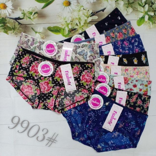 Combo 5 quần lót thun lạnh in hoa của nữ từ 40-50 ký