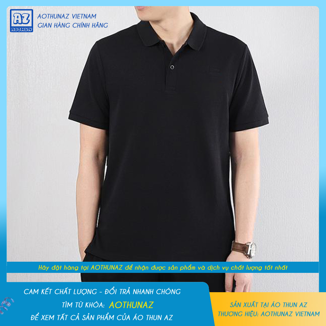 AOTHUNAZ - Áo thun Nam màu đen cổ trụ polo trẻ trung năng động - Vải cá sấu cao cấp
