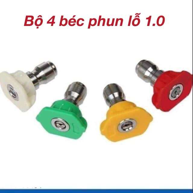 [1.0mm] Bộ 4 Cái béc phun cao áp 1/4 Bộ Đấu Nối Nhanh Vòi Rửa Xe Kim Loại Vòi Phun Cây Dài Máy Rửa Áp Lực Cao, Béc Phun Máy Rửa xe Chỉnh Áp