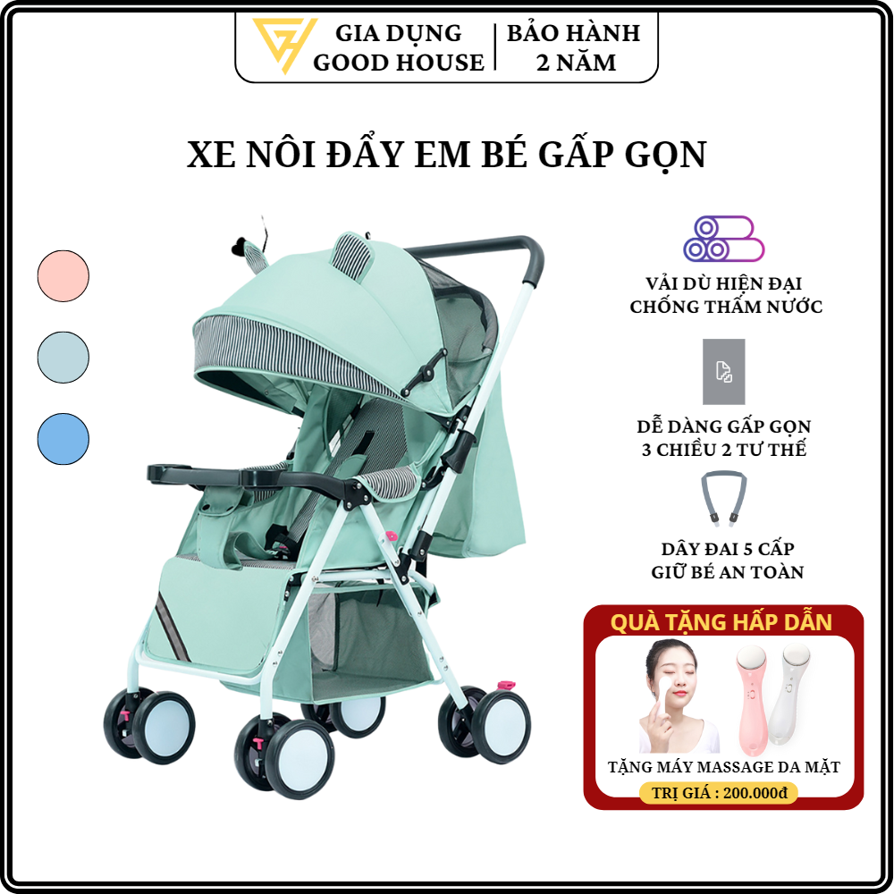 Xe nôi xe đẩy em bé hai chiều phiên bản cao cấp hai tư thế nằm ngồi siêu nhẹ có thể gấp, xách tay cho bé 0-3 tuổi. Bảo hành 2 năm, lỗi 1 đổi 1 trong 7 ngày