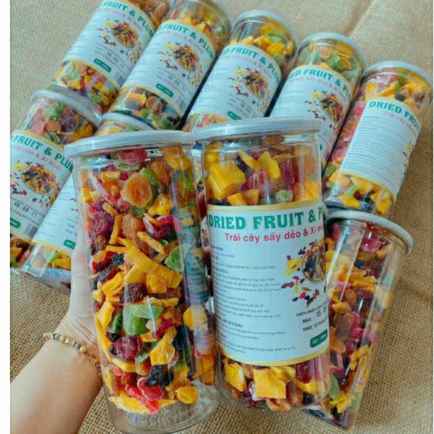 500G Trái cây sấy dẻo không đường, hoa quả sấy dẻo thơm ngon mix xoài sấy + dâu tây+ nho khô+ Kiwi, Nam Việt Quất -HQS Giá 129,000 Đồng*Miễn phí vận chuyển