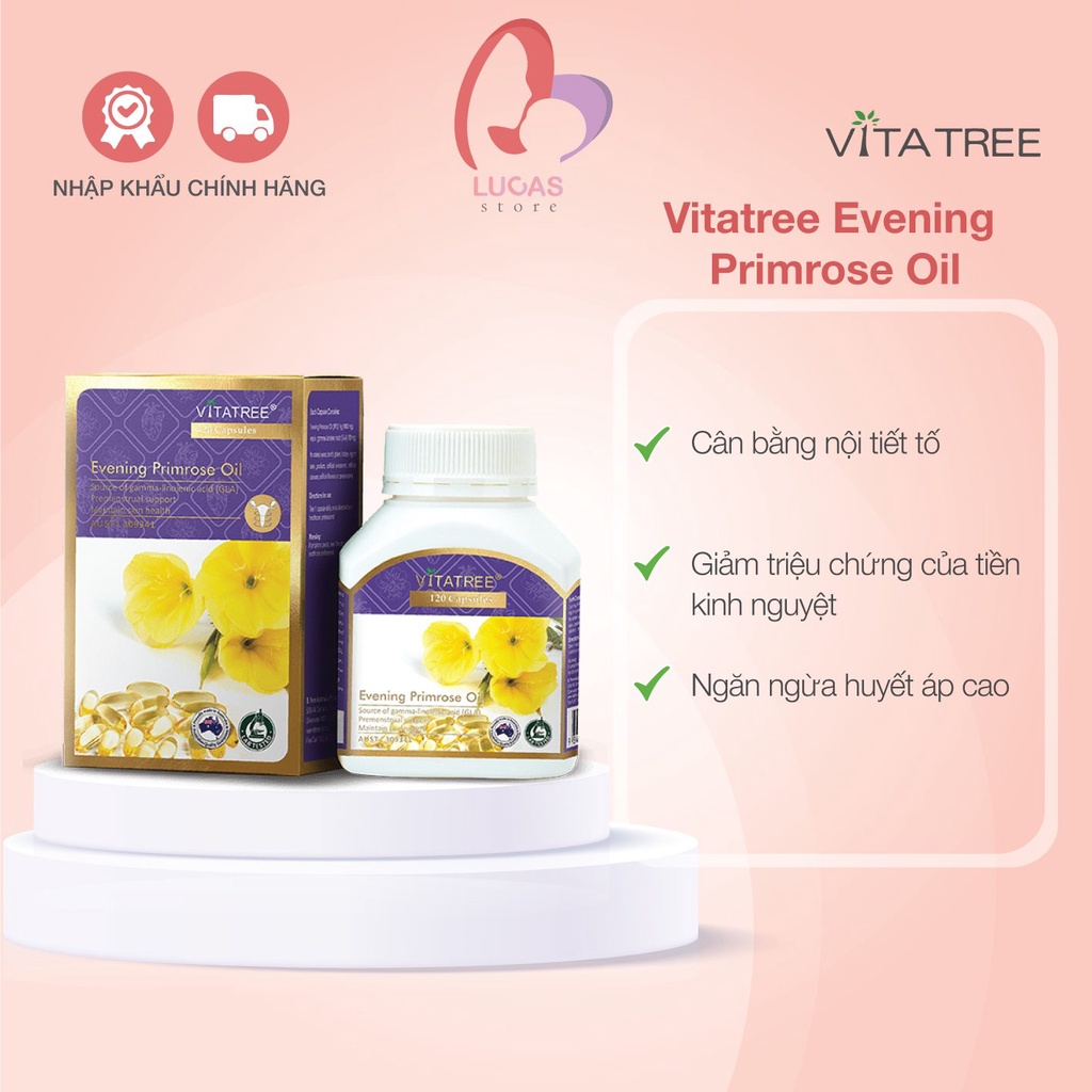 Tinh dầu hoa anh thảo vitatree evening prỉmose oil 120 viên - tp038