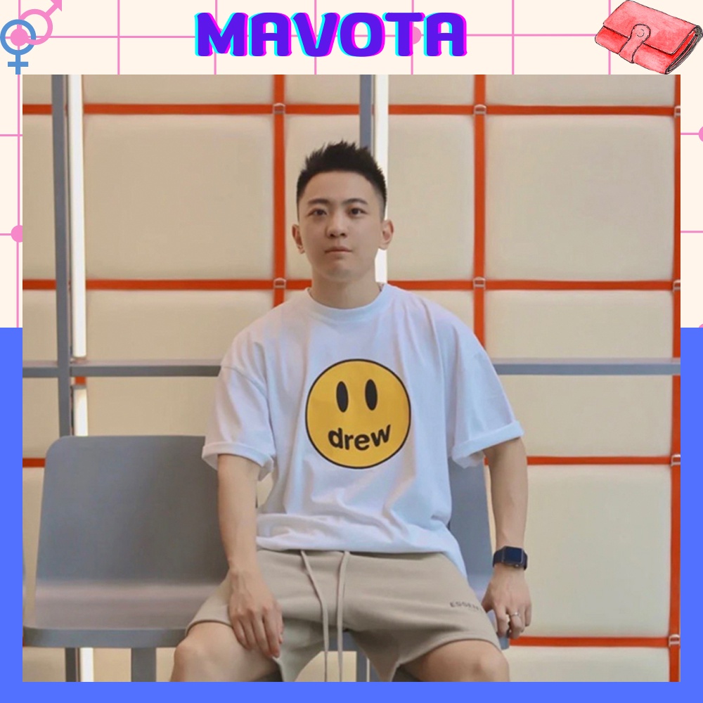 Áo phông nam nữ Mavota áo thun unisex tay lỡ form rộng drew mặt cười AT002