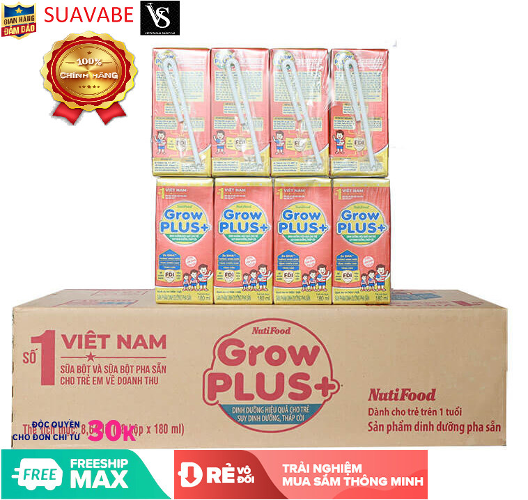 Sữa bột pha sẵn Nutifood Grow Plus đỏ 180ml (thùng 48 hộp)
