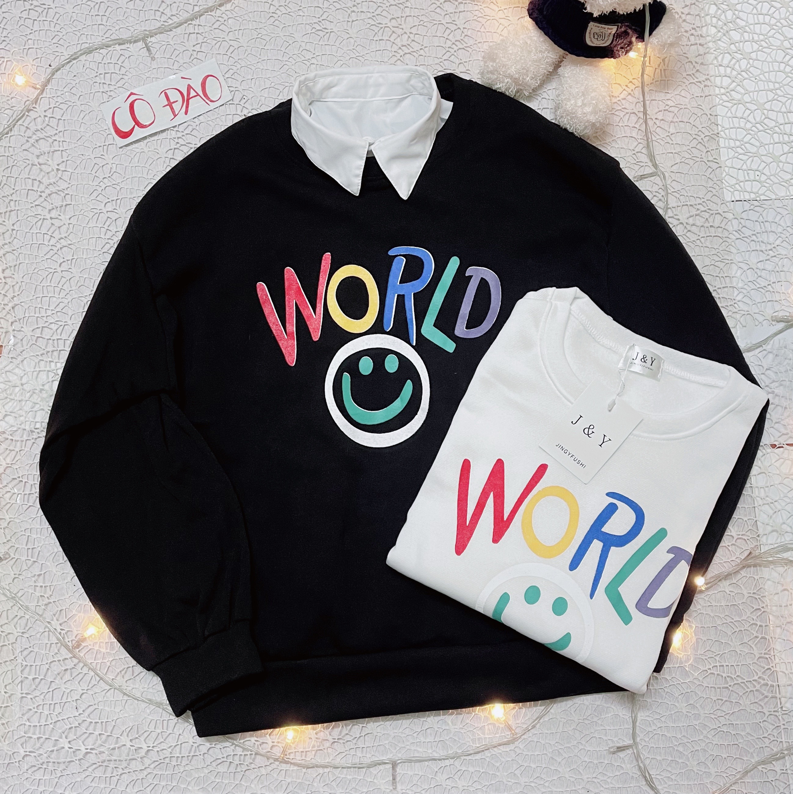 Áo sweater world freesize dưới 55kg cực hot-chất nỉ bông hàn quốc dày dặn