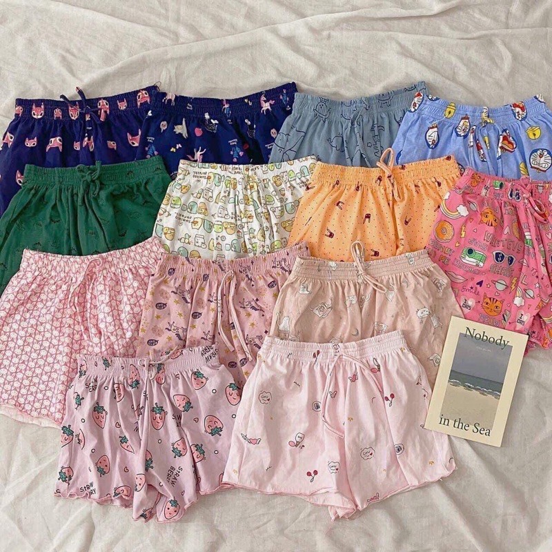 Quần đùi chất cotton Thái họa tiết xinh cho nữ