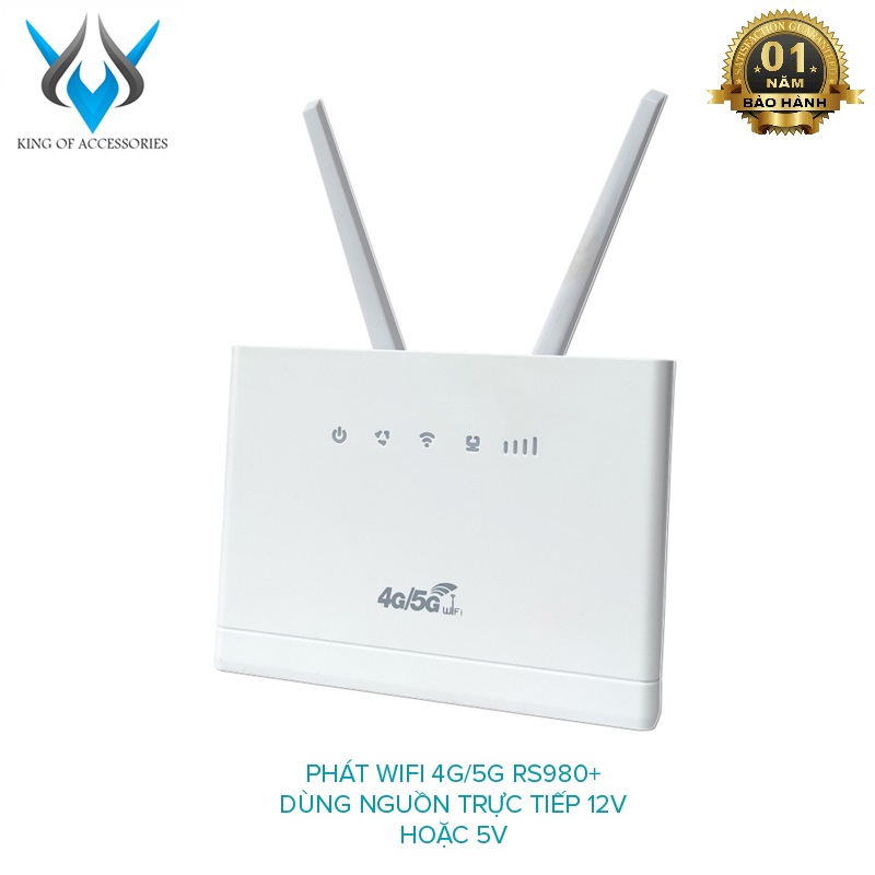 Phát wifi từ sim 4G LTE CPE RS980+ tích hợp 4 cổng WAN/LAN - dùng nguồn trực tiếp 12V hoặc 5V (trắng) Nhất Tín Computer