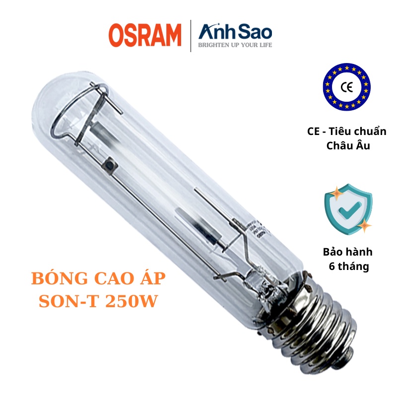 Bóng đèn cao áp sodium osram son-t 250w đui e40 ánh sáng vàng, đèn đường cao tốc đường phố, nhập khẩu chính hãng, bh 6 tháng