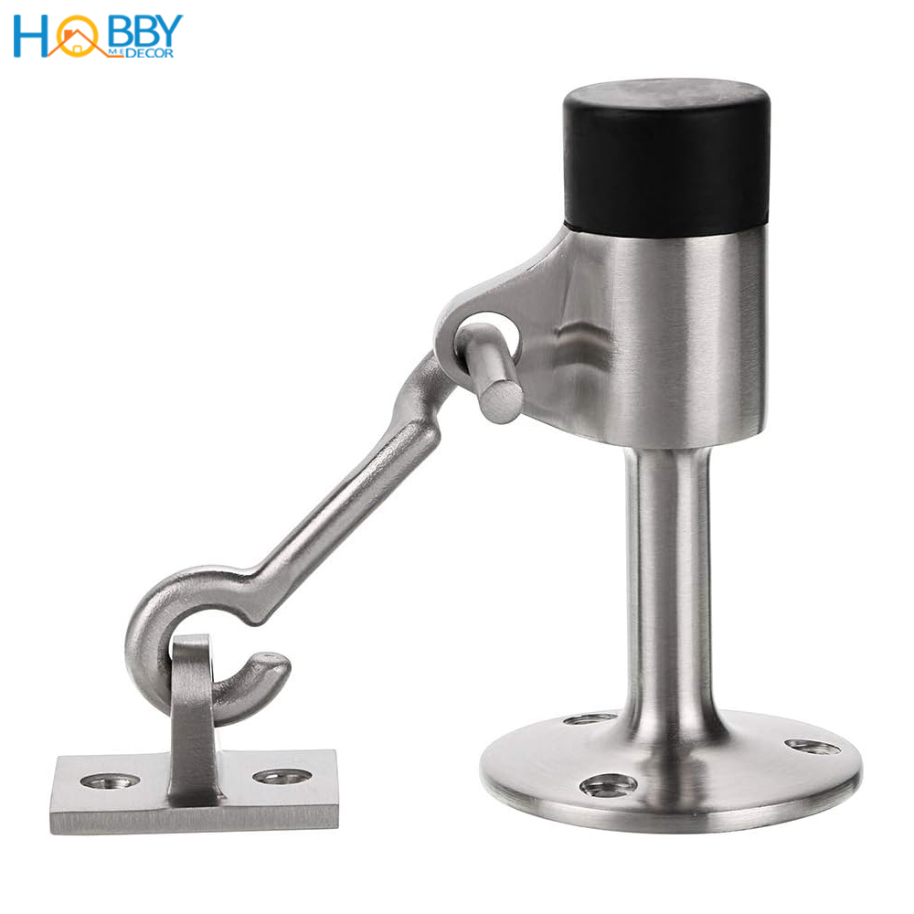 Đồ chặn cửa bảo vệ tường có móc treo giữ cửa Hobby home decor CC10 inox 304 cho gió mạnh