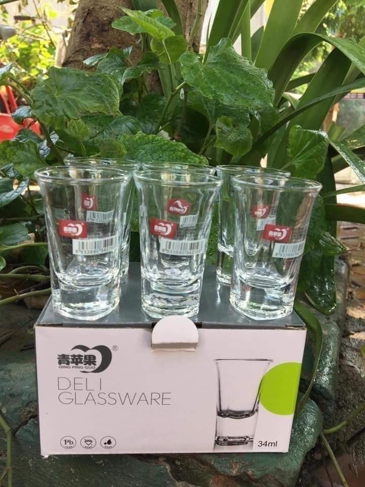 DEAL - Bộ 6 ly pha lê uống rịu DELI Cao cấp sáng bóng. mua bộ ly uống rựu, bộ ly thủy tinh