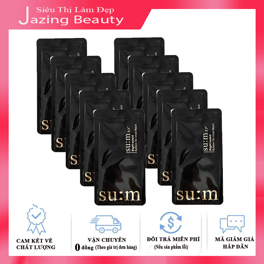 Combo 15 gói mặt nạ sủi bọt thải độc da su:m37 bright award bubble-de mask black