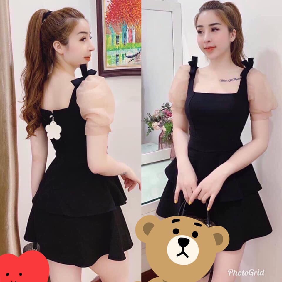 Đầm Xòe Xếp Tầng Phối Tay Voan tự tin xuống phố