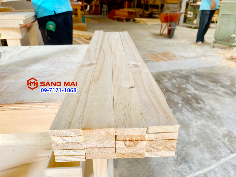 [MS74] Thanh gỗ thông dày 1cm x 4cm x dài 80cm + láng mịn 4 mặt