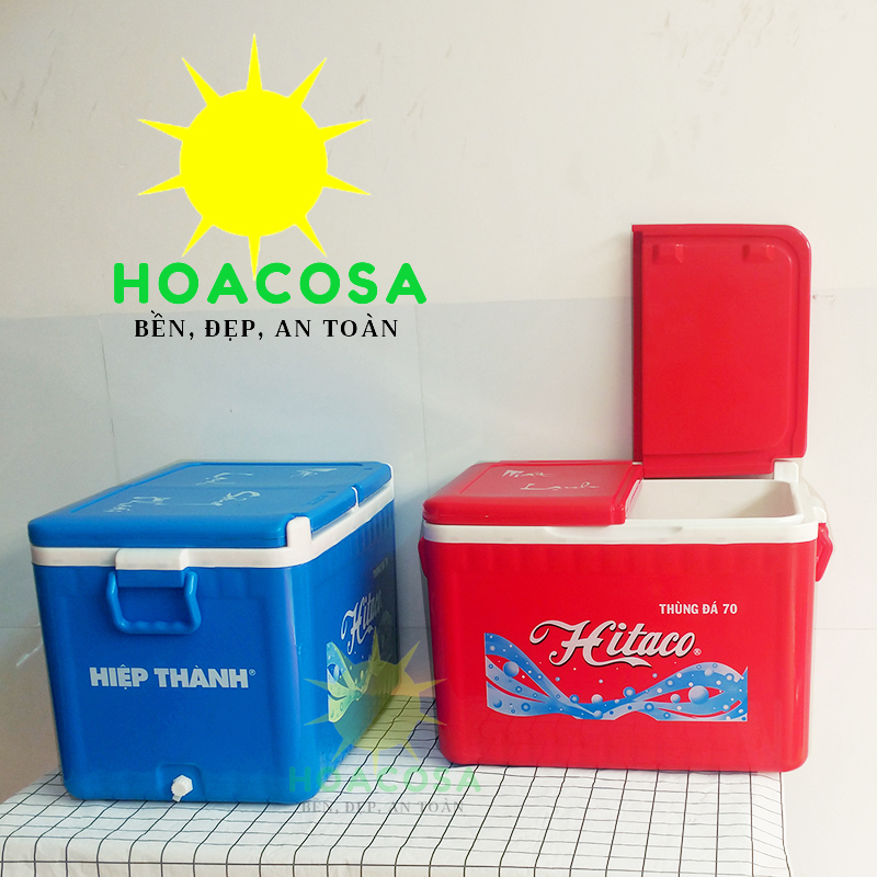 Thùng Đá 70L Hitaco 2 Nắp Nhựa Hiệp Thành Vòi Xả, Tay Cầm Tiện Lợi, Giữ Đá Lâu- Đồ Gia Dụng Hoacosa