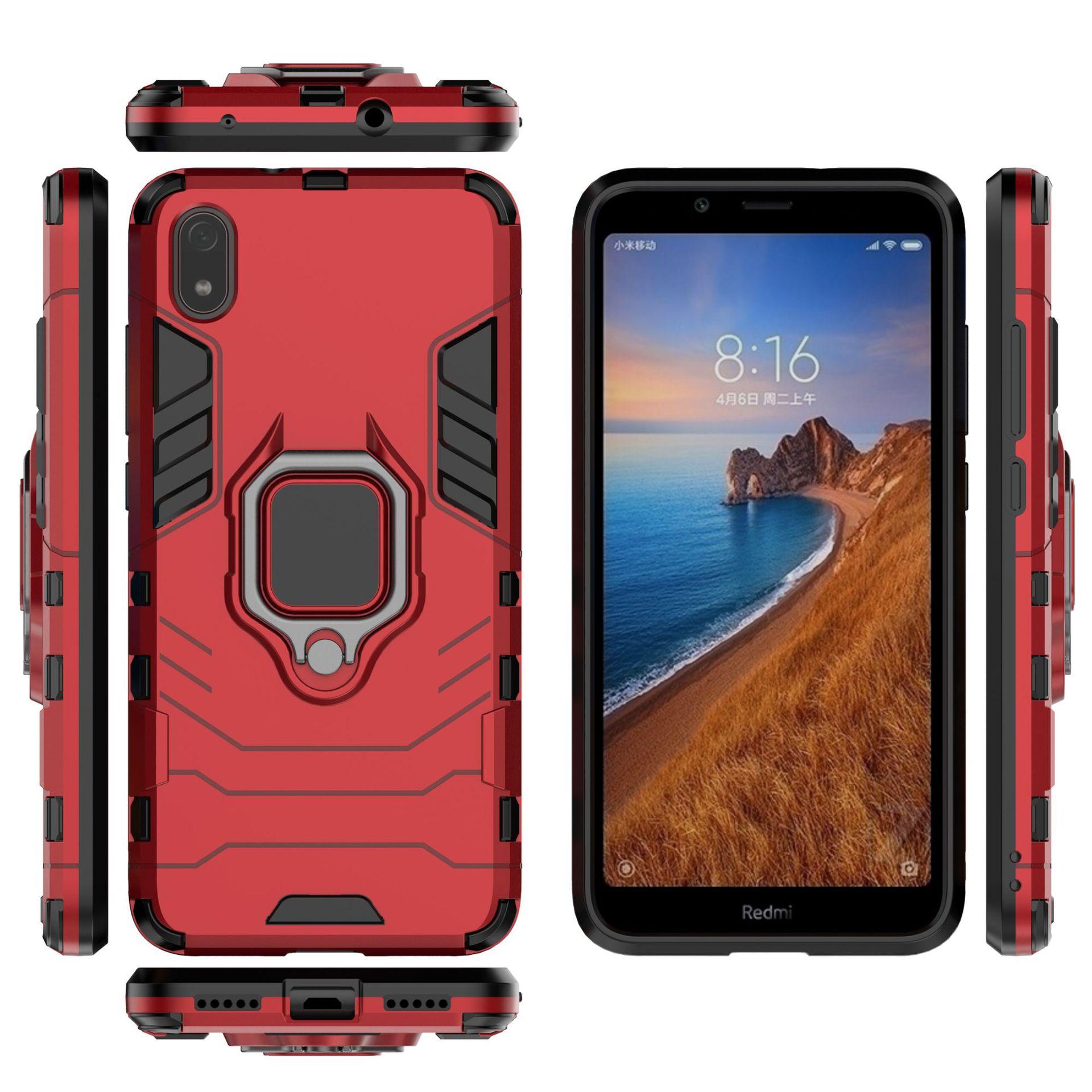Ốp lưng chống sốc Iron Man cho Xiaomi Redmi 7A , kèm Iring tiện lợi, bo viền mặt trước máy 360 độ