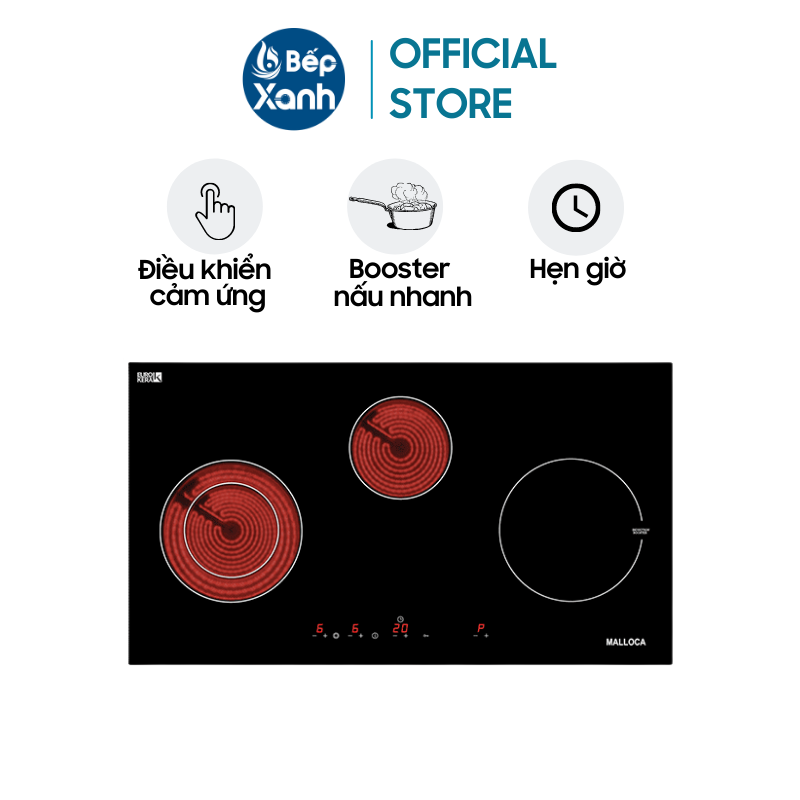 Bếp Điện Từ Malloca MH-03IRA 810x450mm Kính Eurokera Đen