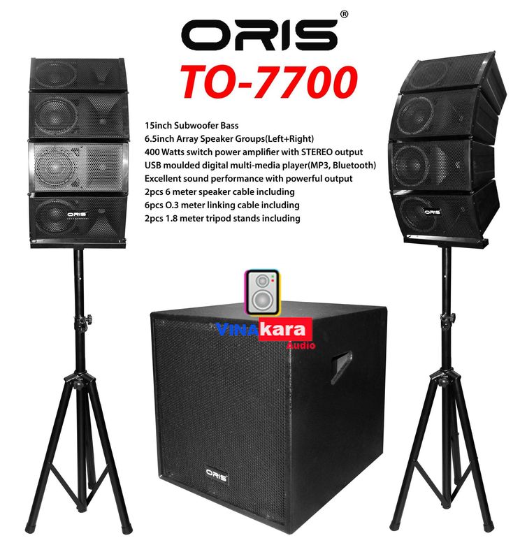 Bộ dàn karaoke sân khấu oris to-7700 8 loa + 1 sup active 4 tấc âm thanh karaoke cực đỉnh