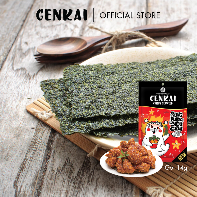 Snack Rong Biển Siêu Giòn GENKAI Vị Gà Cay Hàn Quốc 14g