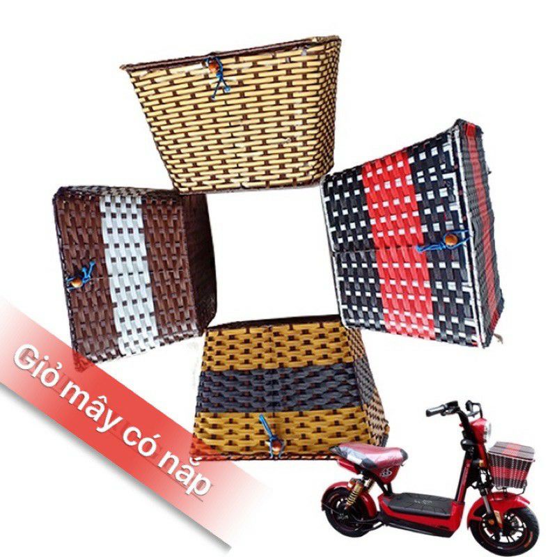 Rỏ nhựa giả mây xe điện