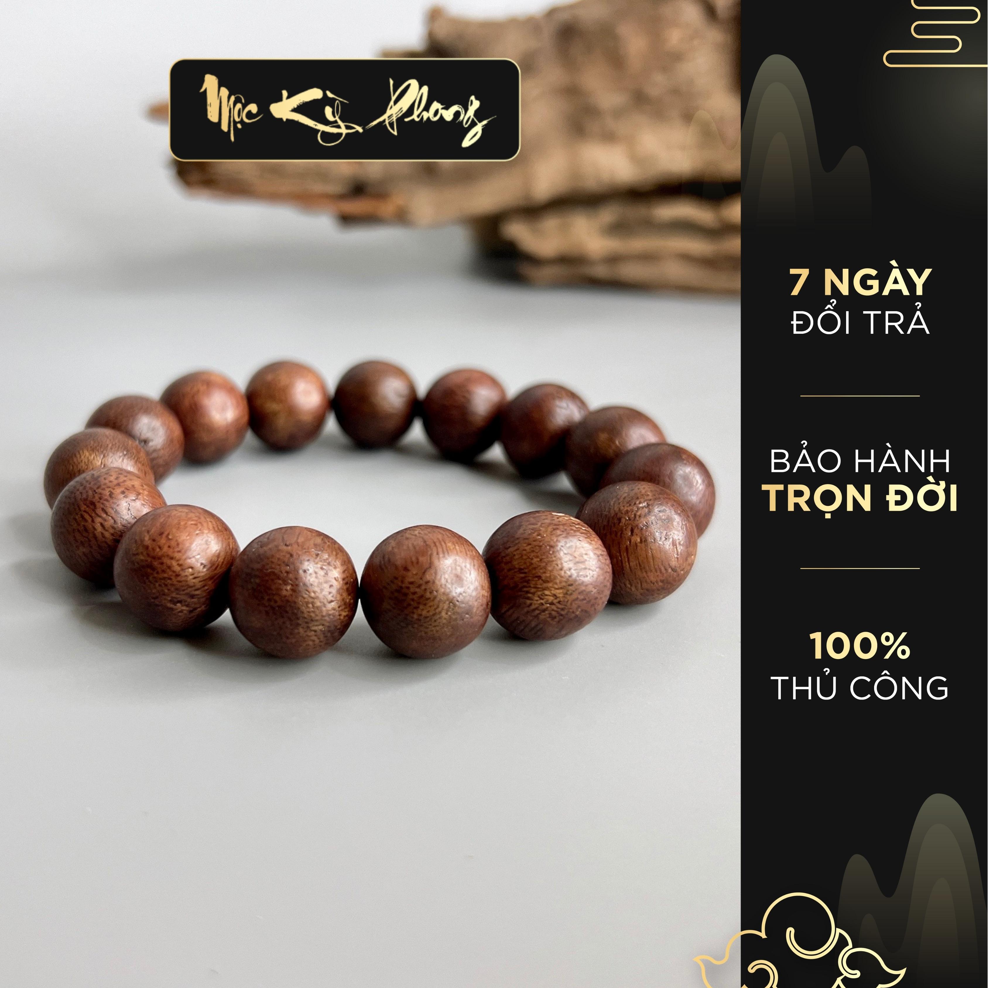 Vòng Trầm Hương Đơn 14mm MỘC KỲ PHONG - Bảo Hành Hương Thơm Trọn Đời