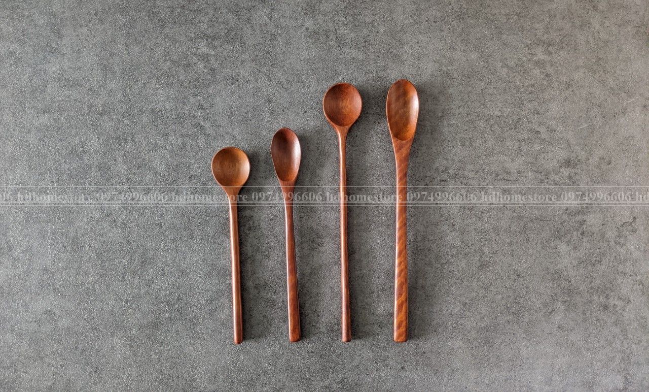 [Dụng cụ nhà bếp hiện đại] - Muỗng khuấy nước bằng gỗ nhãn - đầy đủ kích thước